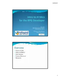 HTML5 Overview