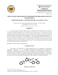 New Facile and Sensitive Methods for the Estimation of Telmisatran Y