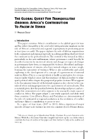 The Global Quest for Tranquillitas Ordinis
