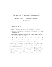 The Greatest Mathematical Discovery?