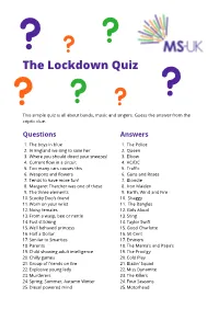 The Lockdown Quiz