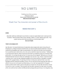 Week Five: the Character and Power of the Church