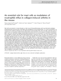 An Essential Role for Mast Cells As Modulators of Neutrophils Influx In