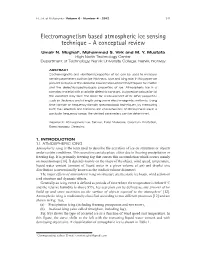 Electromagnetism Based Atmospheric Ice Sensing Technique - a Conceptual Review