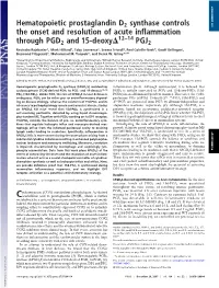Hematopoietic Prostaglandin D2 Synthase Controls the Onset And