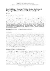 How Did Henry Bracton's Writing Reflect the Status of Kingship And