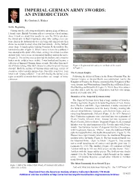 Imperial German Army Swords: an Introduction by Gordon A