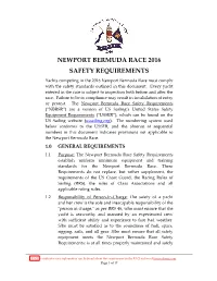 NEWPORT BERMUDA RACE 2016 SAFETY REQUIREMENTS Yachts Competing in the 2016 Newport Bermuda Race Must Comply with the Safety Standards Outlined in This Document
