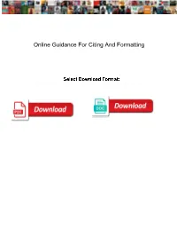 Online Guidance for Citing and Formatting