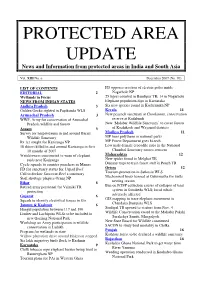 PROTECTED AREA UPDATE News and Information from Protected Areas in India and South Asia