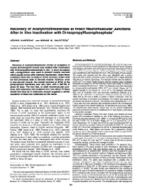 Recovery of Acetylcholinesterase at Intact Neuromuscular Junctions After in Viva Inactivation with Di-Isopropylfluorophosphate’