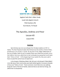 The Apostles, Andrew and Peter Lesson #3 Lesson #31
