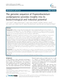 The Genome Sequence of Propionibacterium Acidipropionici