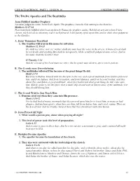 The Twelve Apostles and the Beatitudes