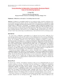 Understanding Collaborative Consumption Business Model: Case of Car Sharing Systems