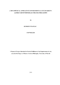 A Metaphysical Approach to Environmental Sustainability- Alfred