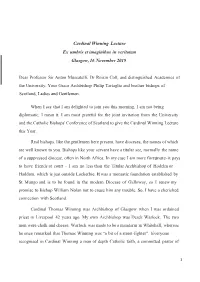 Cardinal Winning Lecture 2019