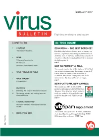 CONTENTS in THIS ISSUE Fighting Malware and Spam