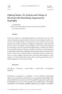 Fighting Nature: an Analysis and Critique of Breed-Specific Flourishing Arguments for Dog Fights