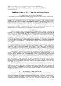 Implementation of ALU Using Asynchronous Design