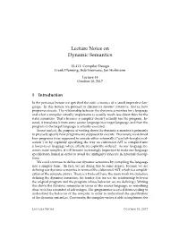 Lecture Notes on Dynamic Semantics