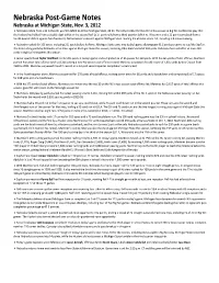 Nebraska Post-Game Notes Nebraska at Michigan State, Nov