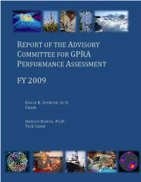 NSF 09-068, Report of the Advisory Committee for GPRA Performance