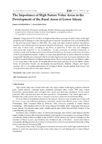 The Importance of High Nature Value Areas in the Development of the Rural Areas of Lower Silesia