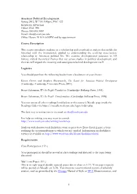 1 American Political Development Spring 2012, W 7:00-9:30Pm, PAC
