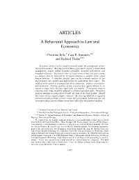 A Behavioral Approach to Law and Economics