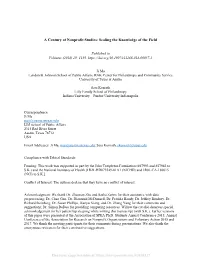 A Century of Nonprofit Studies: Scaling the Knowledge of the Field