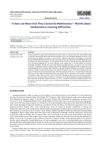 Beliefs About Mathematics Learning Difficulties
