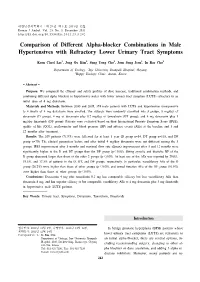 Comparison of Different Alpha-Blocker Combinations in Male Hypertensives with Refractory Lower Urinary Tract Symptoms