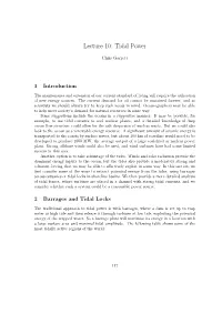 Lecture 10: Tidal Power