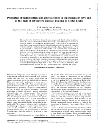Properties of Maltodextrins and Glucose Syrups in Experiments in Vitro and in the Diets of Laboratory Animals, Relating to Dental Health