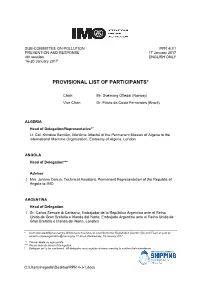 Provisional List of Participants*