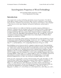 Sociolinguistic Properties of Word Embeddings Introduction