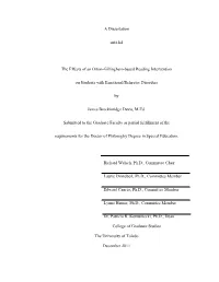 A Dissertation Entitled the Effects of an Orton-Gillingham-Based