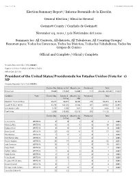 Election Summary Report / Informe Resumido De La Elección