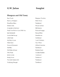 G W Julian Songlist