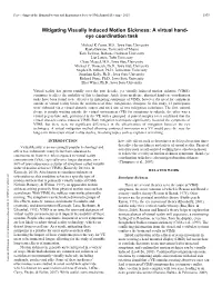 Mitigating Visually Induced Motion Sickness: a Virtual Hand- Eye Coordination Task