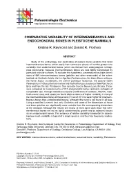 Palaeontologia Electronica COMPARATIVE VARIABILITY OF