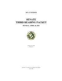Senate Third Reading Packet Monday, April 26, 2021