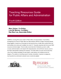 Teaching Resources Guide for Public Affairs and Administration