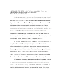 The Improvisational Style of Steve Lacy: Analyses of Selected Transcriptions (1957-1962)