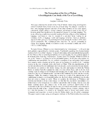 The Vernaculars of the City of Wuhan a Sociolinguistic Case Study of the Use of Local Slang
