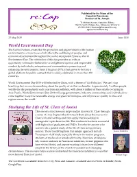 World Environment Day Studying the Life of St. Clare of Assisi