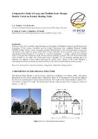Comparative Study of Large and Medium Scale Mosque Models Tested on Seismic Shaking Table