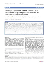 Confirmation of Pathogenic Mechanisms by SARS-Cov-2–Host