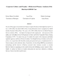 A Behavioral Finance Analysis of the Barclays-LIBOR Case